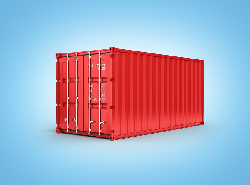 Red cargo shipping container